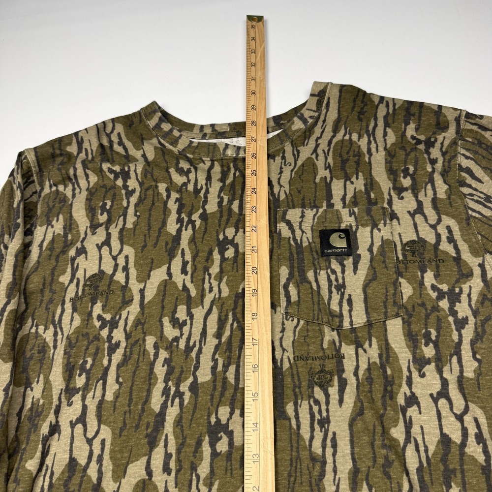 Carhartt Shirt Mens 2XL Green Bottomland Camo Long Sleeve Pocket Hunting Tee - Picture 3 of 7
